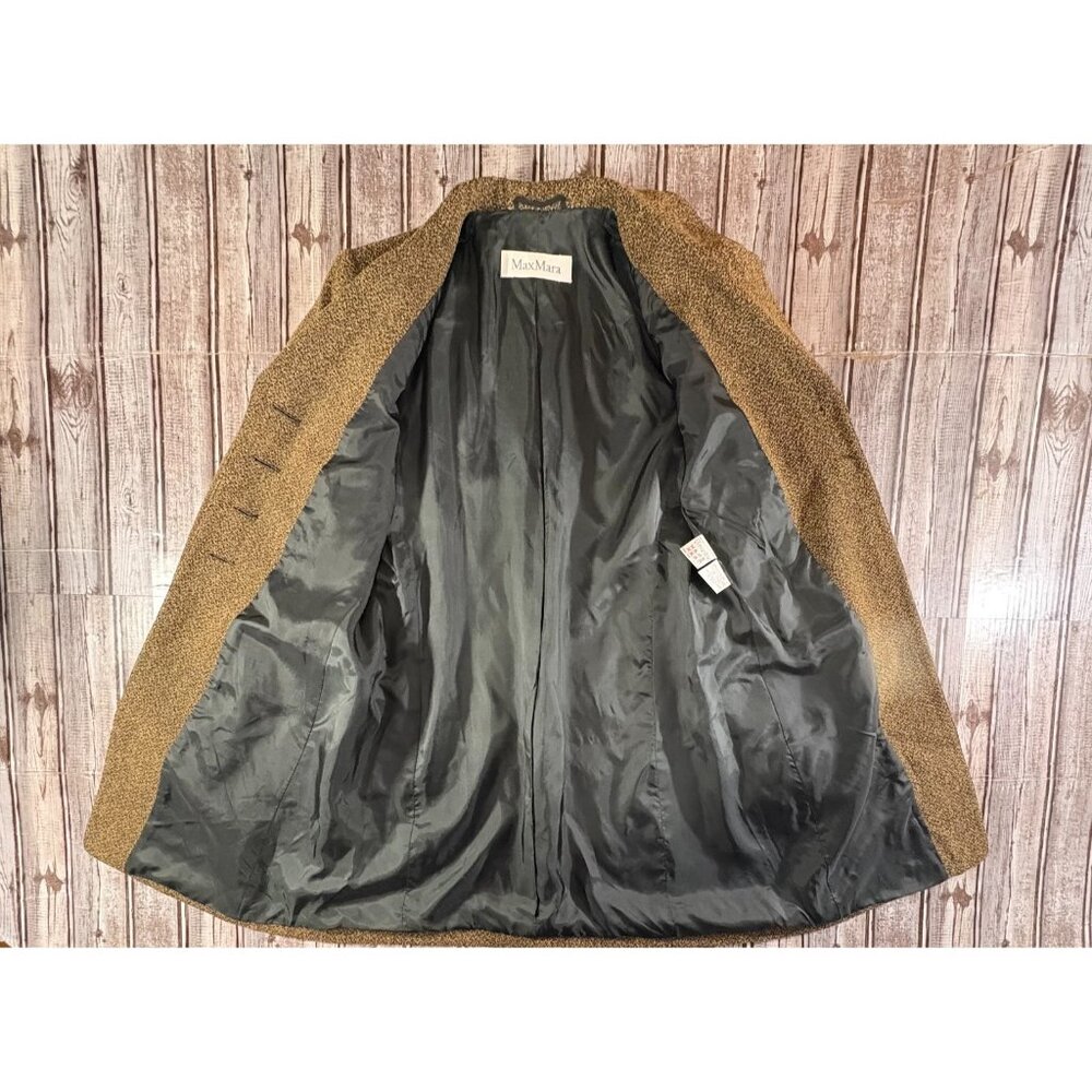 MaxMara Wool Blend tweed Coat jacket size 6 color brown - Picture 5 of 8